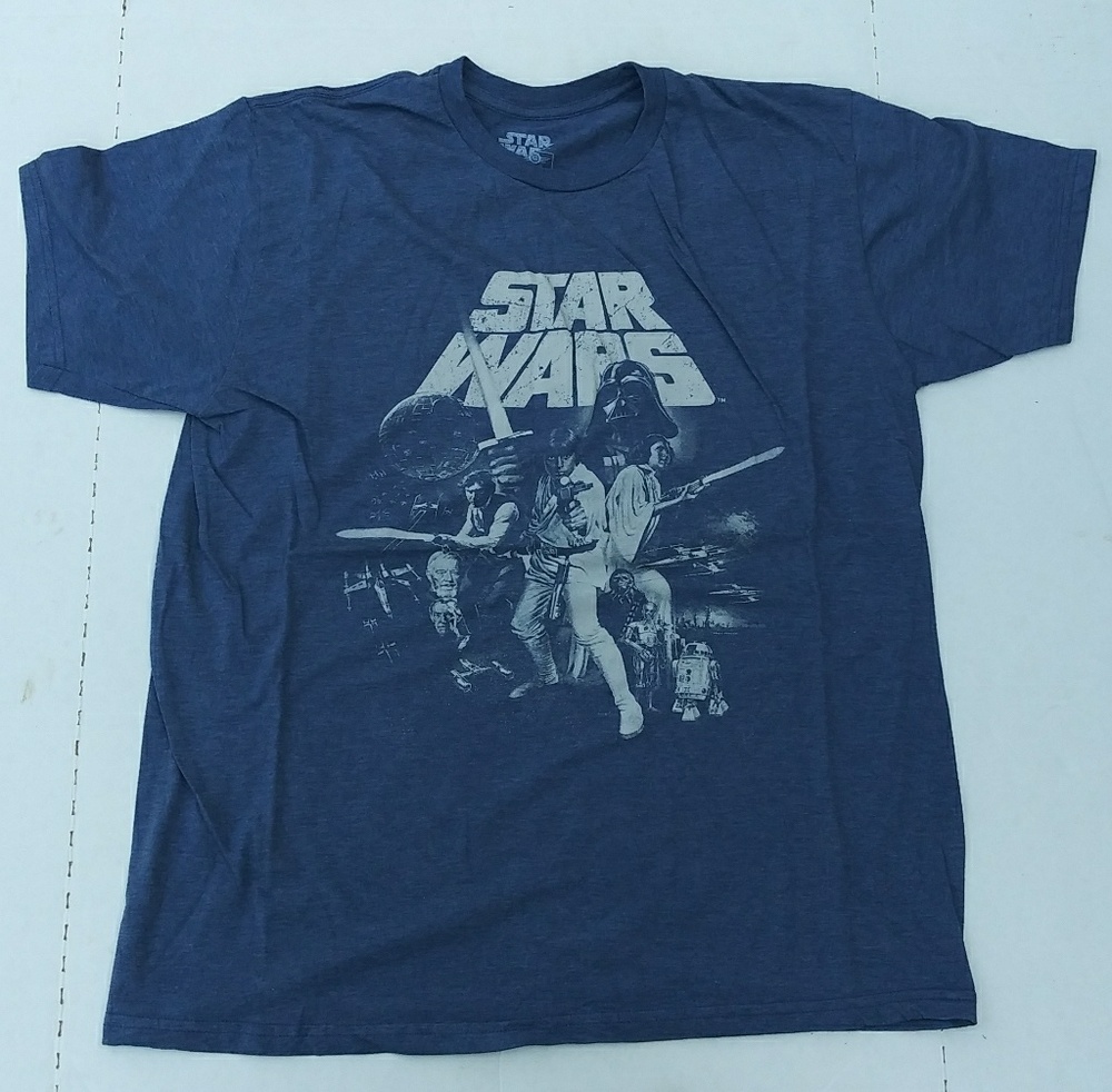 Star Wars men's graphic t-shirt. Sz-L. Blue. Used